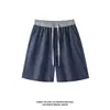 Calças Casuais de Linho Sintético Finas de Verão para Homens com Design de Cós Contrastante, Shorts Esportivos Soltos Respiráveis de Secagem Rápida