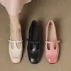 ¡El color es increíble! Zapatos Mary Jane de Nuevo Modelo 2026 con Tacón de 3.5 cm en Color Coral, Cómodos Zapatos con Tira en T de Suela Suave y Parte Superior Suave