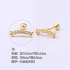 Acero titanio 316L chapado en oro cobre micro incrustado circonio arete largo para cartílago europeo y americano comercio exterior transfronterizo perforación arete para cartílago