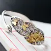 Nafoge Joyería de Plata al por Mayor Pulsera de Apertura Hecha a Mano de Plata para Mujer Plata de Ley 925 Pulsera de Plata Tailandesa Vintage Flor de Loto Loto