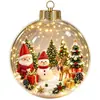 Adorno de bola luminosa transparente navideño transfronterizo, bola de cristal 3D, decoración de escena de ambiente festivo para árbol de Navidad, adorno colgante
