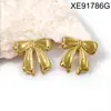 Conjunto de Collar y Aretes de Acero de Titanio con Lazo Exquisito y Dulce, Cadena para Clavícula de Cinta de Lujo Ligero, Venta al por Mayor