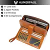Cartera larga de cuero Hummer Paul para mujer, con RFID, tarjetero, gran capacidad, con correa de muñeca desmontable