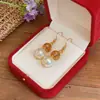 Pulsera Redonda de Perlas Retro Francesa Gancho de Pendiente de Lujo Ligero de Gama Alta de Moda Collar Set de Joyería Versátil Otoño Invierno para Mujeres