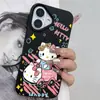 Ciclismo Hello Kitty Adequado para Capa de Celular Apple 16/15 Iphone13 Padrão Granulado 14Promax/11 Capa Macia 12