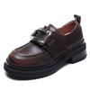 Zapatos de Cuero para Mujer con Suela Gruesa 2024 Nuevos Moda Francesa Vintage Versátiles Estilo Británico Mocasines Zapatos con Plataforma para Aumentar la Altura