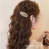Clipe de Cabelo Oval com Strass Pérola Cor Champanhe Novo Primavera/Verão 2026 Estilo Elegante para Franja Clip de Cabelo de Alta Qualidade