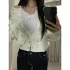 Cardigan de Punto con Estampado Floral en Gradiente Dulce Estilo Ins Coreano para Mujer, Suéter Holgado Adelgazante 26098