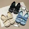 Nuevos zapatos de princesa de lunares retro para niñas, zapatos Mary Jane infantiles, zapatos de cuero de suela blanda, bailarinas y zapatos planos