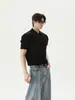2026 Nova Camisa Polo de Tricô de Seda Gelada de Verão, Malha Relaxada de Manga Curta Masculina Estilo Retro Old Money Botão Casual