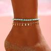 Tornozeleiras Europeias e Americanas, Estilo Praia Boêmio, Acessórios para Pés Personalizados, Metal Simples, Turquesa, Miçangas de Arroz, Strass, Argila Macia, Múltiplos Estilos