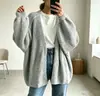 Suéter feminino de malha grossa, estilo novo outono e inverno transfronteiriço europeu e americano, ajuste solto, casaco cardigã de tricô feminino, casaco casual de manga longa