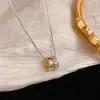Collar de Doble Anillo con Diamantes Incrustados de Color Contrastante, Moda Coreana Simple y Elegante, Cadena para Clavícula Personalizada de Lujo Ligero, Diseño Único