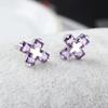 Aretes de Zirconia Cruzados para Hombre, Modernos y Versátiles, Aretes de Alta Gama para Mujer, Accesorios Hip-Hop Sencillos y Modernos