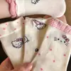 Calcetines Finos de Gato Kt de Verano para Mujer, Calcetines de Media Pantorrilla, Calcetines Largos Dulces de Dibujos Animados con Encaje Estilo Japonés Ins, Calcetines Largos Blancos para Mujer