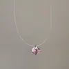 Estilo Minimalista Cristal Circonita Perla Colgante Hilo de Pescar Collar Mujer Lujo Accesible Versátil Elegante de Moda Cadena para el Cuello Cadena de Clavícula