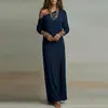 Vestido largo de color liso para mujer, nuevo estilo de otoño, ropa transfronteriza europea y americana para mujer, corte holgado, de un solo hombro y con abertura