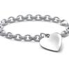 Pulsera de Corazón Marca T para Mujer, Joyería de Corazón que No se Desvanece al por Mayor, Accesorios Clásicos Versátiles con Forma de Corazón para Niñas, Joyería de Mano Estilo Europeo y Americano