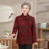 Nuevo Estilo Otoñal Estilo Chino Cuello Alto Traje Tang Top para Mujeres de Mediana Edad y Mayores, Ropa Exterior Holgada Adelgazante para Mamá, Longitud Media