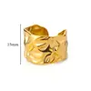 Anillo Abierto de Diseño Irregular Plisado de Venta Caliente Europeo y Americano para Mujer de Acero de Titanio Color Oro No Desvanecible Moda
