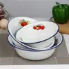 Tazones de esmalte estilo nostálgico, incluyendo tazones profundos, tazones poco profundos y tazones de sopa de esmalte con borde plano, tazones pequeños, tazones profundos, tazones multiusos y tazones mezcladores clásicos de esmalte