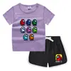 2023 Verão Infantil Gola Redonda Camiseta Calças Quentes Coreano Casual Bottoming Camisa Suor-absorvente Candy Conjunto de Camiseta Infantil