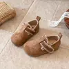 Zapatos Pequeños de Cuero para Niña 2026 Primavera Cuero Suave Flor Bordada Elegantes para Niña Zapatos Individuales para Bebé Zapatos Retro Birkenstock
