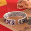 Pé de prata de personagem pé de prata 999,9 vintage relevo aberto oito tesouros budistas pulseira pé sólido de prata feminina joia étnica