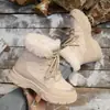 Sapatos de algodão quentes com forro de fleece para o inverno, comércio exterior feminino, estilo coreano 2026, novas botas de neve para mulheres, sapatos femininos de cano alto para atividades ao ar livre