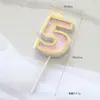 Tarjeta decorativa con lentejuelas huecas para hornear pasteles, arcoíris, cumpleaños, digital, para bebé de un año, fiesta, pastel, tarjeta para vestir