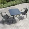 Conjunto de Mesa e Cadeira Dobráveis para Exterior Trama Semelhante ao Rattan Exterior Simples Varanda Mesa de Café Pequena Mesa Cadeira Prova d'Água Proteção Solar Conjunto com Guarda-sol