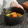 Tazón de fideos instantáneos estilo japonés tazón grande para sopa para el hogar tazón para sopa de pescado encurtido tazón creativo para ramen tazón de cerámica con sentido avanzado simple