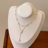 Collar con Borlas de Perlas y Flores de Doble Capa para Mujer, Estilo Coreano, Gama Alta, Lujo Ligero, Cadena para Clavícula de Nicho, Accesorio Elegante