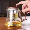 Aço Inoxidável 304 Espessado Resistente ao Calor Todo em Vidro Kung Fu Pressionamento de Um Botão Dispensa de Água Cabo de Madeira Celebridade da Internet Com Tampa Copo Elegante