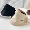 Chapéu de sol de borracha preto de verão para senhoras com laço UV chapéu de pescador com cobertura facial aba larga chapéu de sol atacado