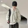 Sudadera de otoño para niño con media cremallera, modelo nuevo 2026, top holgado de manga larga estilo coreano para niños mayores, camiseta básica de otoño