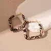 Aguja de Plata Europeos y Americanos Transfronterizos Estampado de Leopardo Cuero Aretes Redondos Aretes Retro Elegantes Aretes Exagerados de Alta Gama para Mujeres