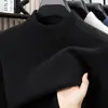 Suéter Grueso de Mezcla de Lana con Cuello Alto Medio para Hombre, Otoño e Invierno, Jersey Holgado, Ropa Interior Térmica de Punto