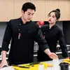 Uniforme de Chef de Hotel Manga Longa Masculino Estilo Chinês Restaurante Catering Cozinha Panificação Roupas de Trabalho Respiráveis Manga Curta