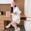 Camiseta de Manga Corta de Algodón Puro con Diseño Estilo Coreano para Mujer Verano Longitud Media Talla Grande mm Gordita Aspecto Adelgazante Top de Media Manga