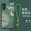 Funda de teléfono líquida tipo ojo de ángel al por mayor del fabricante, adecuada para Apple 17, con borla y diseño floral estilo chino, viene con cordón, protección completa
