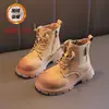 Botas Martin infantis, coleção primavera/outono 2026 para meninas, botas de cano curto, couro envernizado, sola macia, estilo britânico, botas curtas para meninos, botas de algodão para bebês