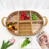 Rattan de imitação tecido com acrílico luxo leve alta qualidade novo prato para lanches lanches para chá da tarde compartimento para frutas secas doces