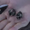 Pendientes Negro Super Brillantes con un Estilo Coreano Elegante de Alta Gama, Nuevos Pendientes y Clips para Orejas de Moda 2025