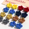 Otoño e Invierno Felpa Flocado Lindo Colorido Flores Flor de Cinco Pétalos Accesorios de Joyería Diadema DIY Pasadores Pendientes Joyería para Mujer