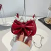 Bolsa Quadrada Pequena Doce da Moda para Mulheres, Nova Bolsa de Ombro com Corrente e Laço Outono 2026, Bolsa Transversal Fashion