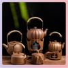 Tetera de Cerámica Cruda para Hervir Tetera para Hervir Rodeada de Estufa con Vela de Fuego y Porta Velas Traje Sencillo para Té Caliente Tetera para Exteriores Ninguno