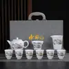 Dehua Porcelana de Jade Gordo Personalizada Kung Fu Conjunto de Chá Atacado Doméstico Cerâmica Tigela com Tampa Três Talentos Branco High-End Presente