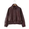 Nueva Chaqueta de Cuero con Cremallera y Cinturón Decorado Estilo Motociclista para Mujer Otoño Holgada Versátil Chaqueta Abrigo de Cuero PU para Mujer