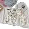 Calcetines Japoneses de Alto Valor Color Ola Punto para Mujer Verano Delgados Transpirables Absorbentes de Sudor Calcetines Medianos para Niñas Medias de Hilo de Punto